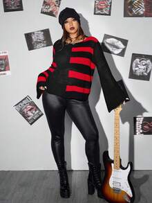 Whyspr Halloween Casual Punk  Plus Size Sweaters Winter Fall Autumn - Black - View 3