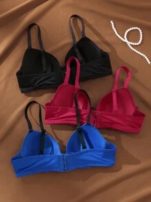 Snug Zone 3件套舒适纯色支撑浪漫简约百搭可调节钢圈文胸女士 - 彩色 - 查看 2