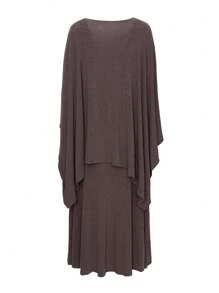 DAZY Women's Loose Casual Sleeveless Dress And Cover Up Set, Elegant Minimalist Style For Office, Vacation, Spring/Summer/Autumn - Brown - View 10