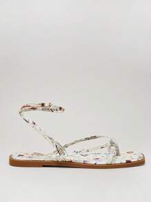 Solezae Women's Fashion Casual Comfy Floral Print Ankle Strap Flat Sandals - Multicolor - View 5