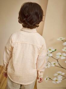 Loomiva 适合小男孩的彩色条纹长袖开衫，百搭又舒适 - 米色 - 查看 2