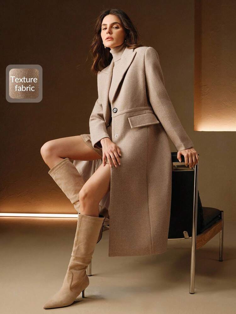 Women's Long Casual Elegant Overcoat, Suitable For Fall, Winter, Going Out