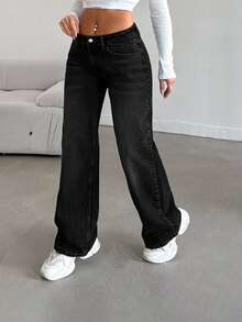 EURMUSE LOW RISE STRAIGHT CYT WOMEN BLUE JEAN - Black - View 7