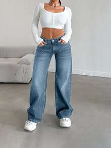 EURMUSE LOW RISE STRAIGHT CYT WOMEN BLUE JEAN - Baby Blue - View 5