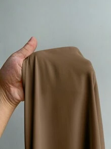 大码时尚褶裥杏色口袋长裤 - 摩卡棕 - 查看 7