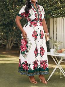 SHEIN Lady 春夏休闲优雅波西米亚风休闲外出彩色编织 V 领喇叭中长短袖大码连衣裙度假装女士海滩装女士连衣裙优雅波西米亚风度假装波西米亚风女装女士休闲连衣裙夏威夷装女士休闲连衣裙女士优雅装女士波西米亚风服装优雅连衣裙休闲连衣裙女士度假装波西米亚风波西米亚风时尚 - 彩色 - 查看 3