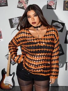 Whyspr Halloween Casual Punk Plus Size Sweaters Winter Fall Autumn - Multicolor - View 5