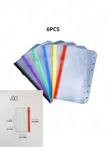 6 pièces/12 pièces Pochette à fermeture éclair multicolore, compatible avec un classeur à 6 anneaux, un cahier, des pochettes pour feuilles mobiles, sac de fichier en PVC imperméable, organisateur de documents, durable, portable, léger, fournitures de bureau et scolaires, usage multifonctionnel - Multicolore - Voir 9