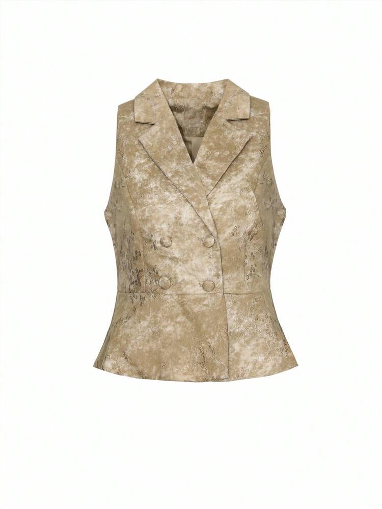 Floral Print Sleeveless Blazer Top For Women Going Out Tops