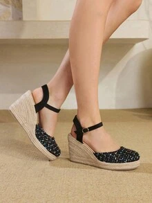 Styleloop Hemp Rope Woven Wedge Platform Sandals With Tie-Up, Lightweight Elevated Shoes For Party, Wedding, Daily Wear, Vacation, Bohemian For Women - Multicolor - View 5