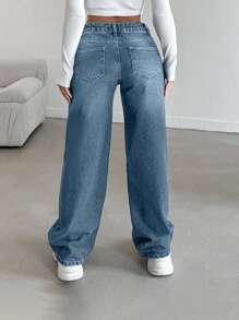 EURMUSE LOW RISE STRAIGHT CYT WOMEN BLUE JEAN - Baby Blue - View 2