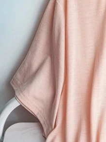 Franclia Plus Size White Lace Trim Casual Vacation & Work Chic T-Shirt - Pink - View 5