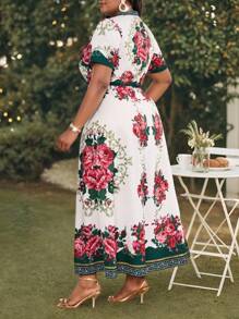 SHEIN Lady 春夏休闲优雅波西米亚风休闲外出彩色编织 V 领喇叭中长短袖大码连衣裙度假装女士海滩装女士连衣裙优雅波西米亚风度假装波西米亚风女装女士休闲连衣裙夏威夷装女士休闲连衣裙女士优雅装女士波西米亚风服装优雅连衣裙休闲连衣裙女士度假装波西米亚风波西米亚风时尚 - 彩色 - 查看 2