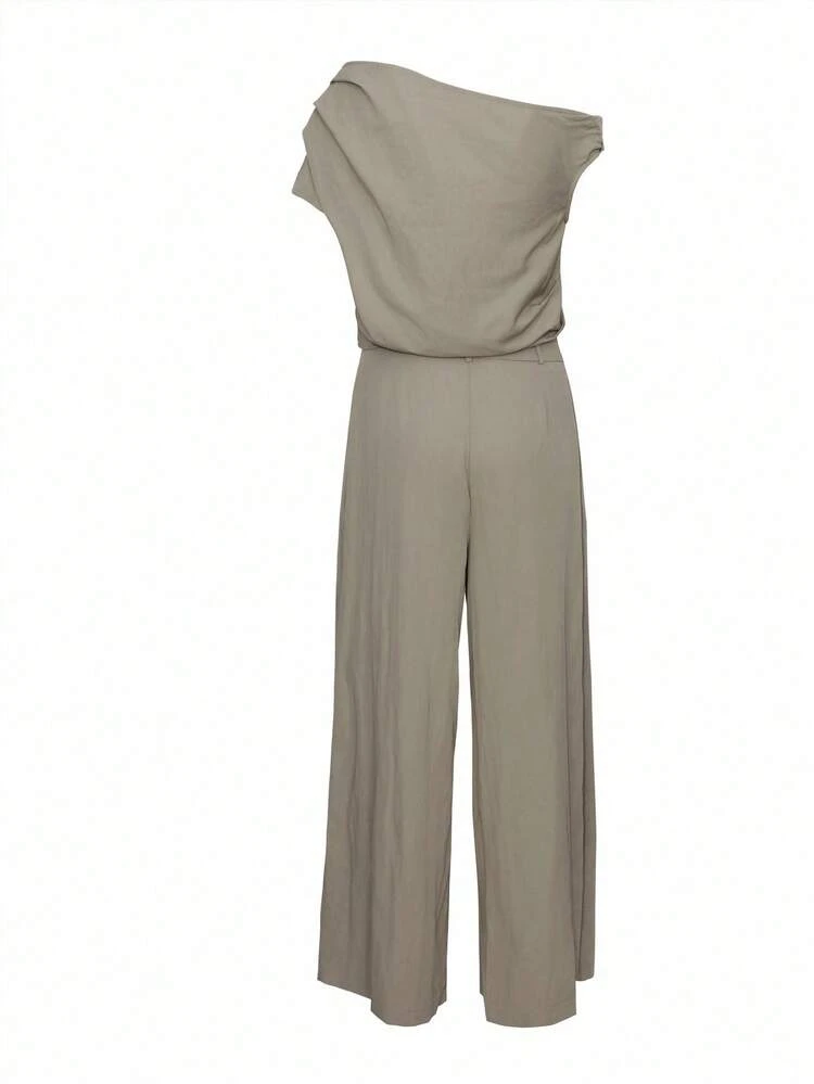 2pcs/Set Women Summer Casual Solid Color Halter Neck Sleeveless Top And Wide Leg Pants Suit Lounge Sets For Women