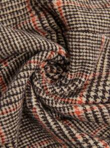 Solivie 秋冬女士翻领长袖休闲千鸟格印花修身西装外套 - 卡其色 - 查看 9