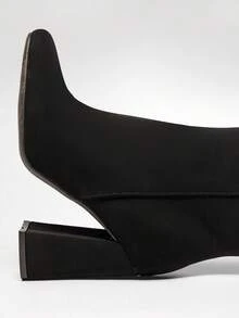 SHUZIA Women's Glamorous Square Toe Zip-Up Block Heel Ankle Booties - Black - View 4