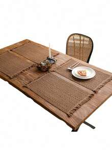 1pc Boho Table Runner Macrame Table Runners For Home Decor ,Cream & Brown Macrame Table Runner With Tassels For Boho Dining Bedroom Decor Rustic Bridal Shower,Farmhouse Rustic Table Runner,Place Mat,Thanksgiving Christmas Home Decor (Multiple Sizes Available)