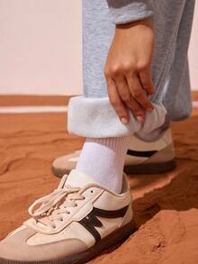 CourtClass 女士保暖内衬休闲运动裤，带口袋，宽松版型，适合日常穿着、网球、跑步，秋冬季穿着。 - 淺灰色 - 查看 7