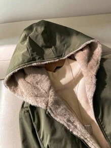 Sparklyn Teen GirlThick Fleece Outdoor Fashion Windbreaker, Stylish Classic Elegant Natural Autumn/Winter Padded Coat Fall