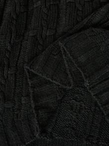 SHEIN VCAY Plus Size Women's Solid Color V-Neck Drop Shoulder Long Sleeve Loose Knit Sweater In Fall/Winter - Black - View 7