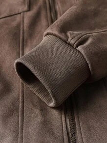 OTTIMOZO 秋季休闲百搭长袖拉链简约男士夹克 - 咖啡棕 - 查看 6