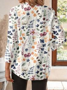 EMERY ROSE Áo cánh nữ cổ khoét tay 3/4 họa tiết hoa mùa xuân cổ điển, thích hợp mặc đi làm - Nhiều màu - Xem 3