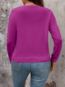 EMERY ROSE Plus Size Casual Versatile Solid Color Cardigan Fall Winter Cloth For Women Autumn - Hot Pink - View 2