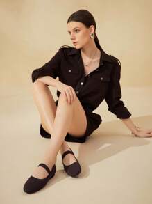 CUCCOO BASICS 女士圆头平底棕色系带弹性舒适透气玛丽珍平底鞋，适合日常通勤和休闲穿着 - 咖啡棕 - 查看 8