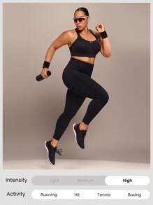 GLOWMODE 24" Plus Size Seamless Ready Set Go Tummy Control Scrunch Butt High-Waist Leggings Medium Impact Running Jogging Training Gym Workout