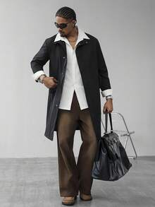 Manfinity Homme Manteau trench casual polyvalent pour hommes, manteau oversize pour le printemps/automne