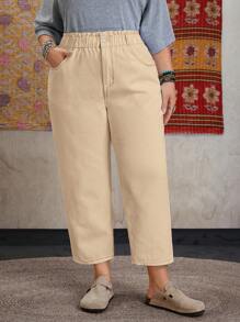 EMERY ROSE Plus Size Casual Solid Color Tapered Jeans