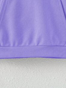 Sparklyn Tween Girls' Long Sleeve Letter Print Pocket Sweatshirt, Casual Everyday Wear - Purple - View 4