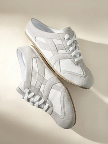 CUCCOO EASI 1 双女式系带圆头平底休闲运动鞋，PU 皮革，灰色，适合休闲、运动、室内外日常穿着 - 灰色 - 查看 8