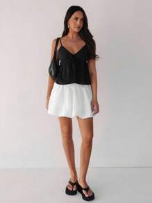 Rafferiza Top de tirantes de mujer de unicolor, casual, de moda y versátil para el verano - Negro - Ver 3