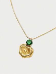 Glisma قلادة أنيقة وجميلة وفاخرة مطلية بالذهب عيار 18 قيراط، مزينة بتفاصيل معدنية مطرزة ومرصعة بالراين ستون والزركونيا المكعبة، مناسبة للعمل والحفلات والمناسبات الرسمية والعادية والزفاف والعطلات والتخييم والخريف/الشتاء والمهرجانات وعيد الهالوين - الذهبي - مشاهدة 3