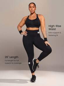 GLOWMODE 24" Plus Size Seamless Ready Set Go Tummy Control Scrunch Butt High-Waist Leggings Medium Impact Running Jogging Training Gym Workout