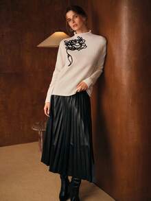 MOTF PREMIUM EMBROIDERY DETAIL FUNNEL NECK SWEATER - Apricot - View 4