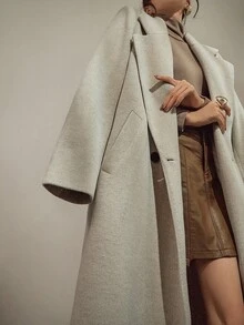 DAZY Double-Breasted Straight Mid-Length Overcoat, High-End Autumn/Winter - Beige - View 5