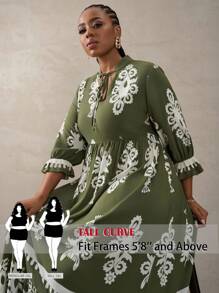 SHEIN Tall CURVE Vestido de Estilo Ocidental Casual de Plus Size para Férias, Festival de Música, Impressão de Páscoa, Primavera, Boho, Rave, Férias, Estilo Old Money, Outfits Elegantes Casuais Florais para Férias, Outfits de Concerto, Outfits de Rave de Festival, Outfits de Concerto Country, Outfits de Nashville, Outfits de Ibiza, Estilo Oeste, Outfits de Férias Boho para Mulheres, Vestido Fluido Mulheres Plus, Vestido de Sol Mulheres, Vestidos Curtos Mulheres