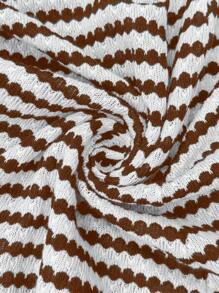 SHEIN Sleeveless Round Neck Long Slim Fit Maternity Dress, Black & White Striped Dress - Brown - View 8