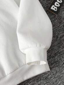 SHEIN 少女休闲宽松舒适卡通图案卫衣，秋冬季款 - 白色 - 查看 3