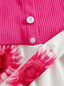 SHEIN Young Girl Sunflower Print Cami Romper - Multicolor - View 3