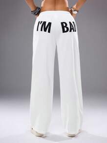 Shutterstock Y2Kool Women's Casual White Butt Print Sweatpants Fall And Winter Tracksuit Y2k Two Pieces Set Sweat Set Women Y2k Women Two Pieces Outfits Party Pant