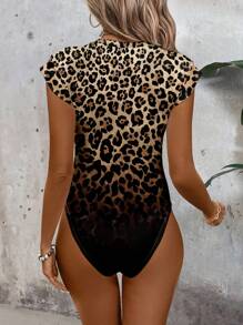 SHEIN LUNE 女士休闲简约豹纹连体衣，适合春夏沙滩装、外出、派对、秋季