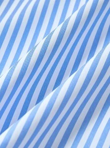 SHEIN Explorewe 1 套女士和少女条纹刺绣衬衫搭配同色裤子，包括白色吊带背心，常规厚度，休闲装，春夏秋