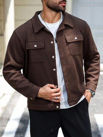 Manfinity Homme Men's Cropped Plus Size Casual Knit Jacket, Fall Men's Clothing, Winter Men's Coat, Green Jacket