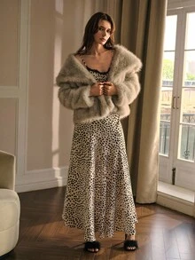 MOTF PREMIUM WATERFALL COLLAR FAUX FUR COAT - Grey - View 6