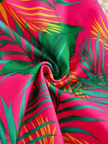 SHEIN 年輕女孩植物印花背心連體褲