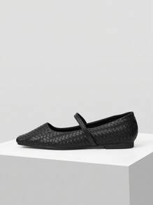 MOTF PREMIUM COMFORTABLE MINIMALIST VERSATILE WOMEN SQUARE TOE MARY JANE FLAT SHOES, SUITABLE FOR HALLOWEEN FOR CHRISTMAS SPRING SHOES - Black - View 4