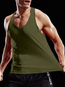 Manfinity Sport PWRUP Débardeur d'entraînement pour hommes avec imprimé lettres et rayures pour l'été